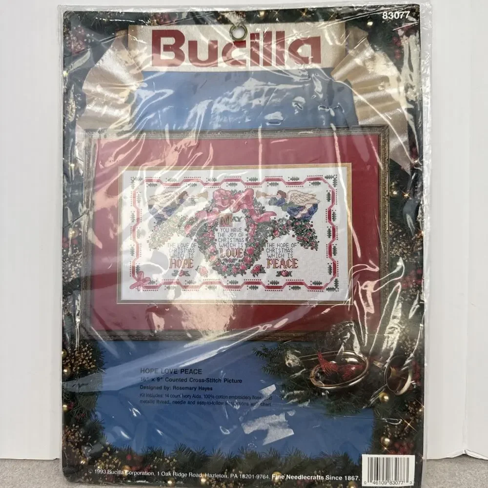 Vintage Bucilla Hope Love Peace Cross Stitch Kit  #83077‎